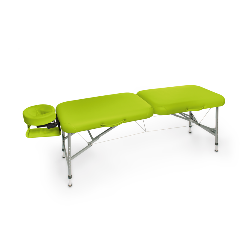 Koffer Massagebank Aluminium, lime