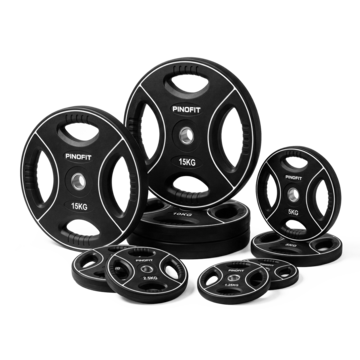 PINOFIT Polyurethan 4 Grip Hantelscheiben black, Ø 30 mm (Set klein)