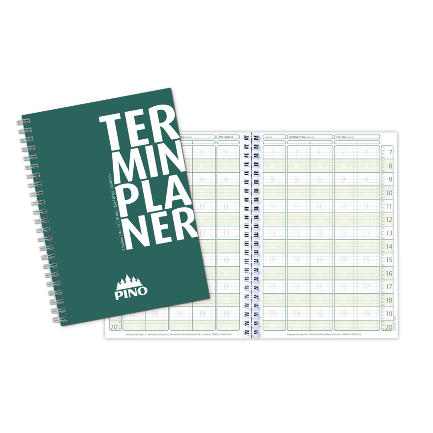 Terminplaner A4, 2 Spalten (15-Minuten-Takt)
