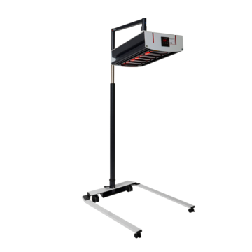 Halogen-Infrarotstrahler auf einem rollbaren Stativ