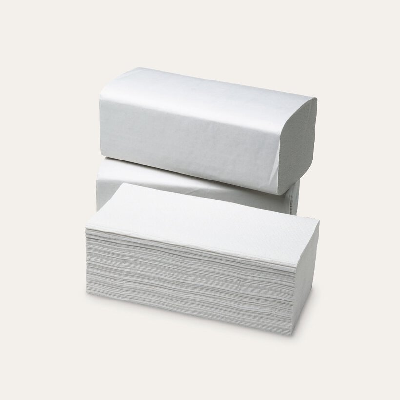 Papier-Falthandtücher in Naturweiß